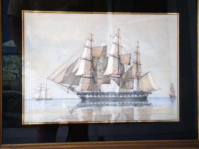 A fine original watercolor painting of the U S S Constitution under full sail by George C. Wolters in 1925. — image 2